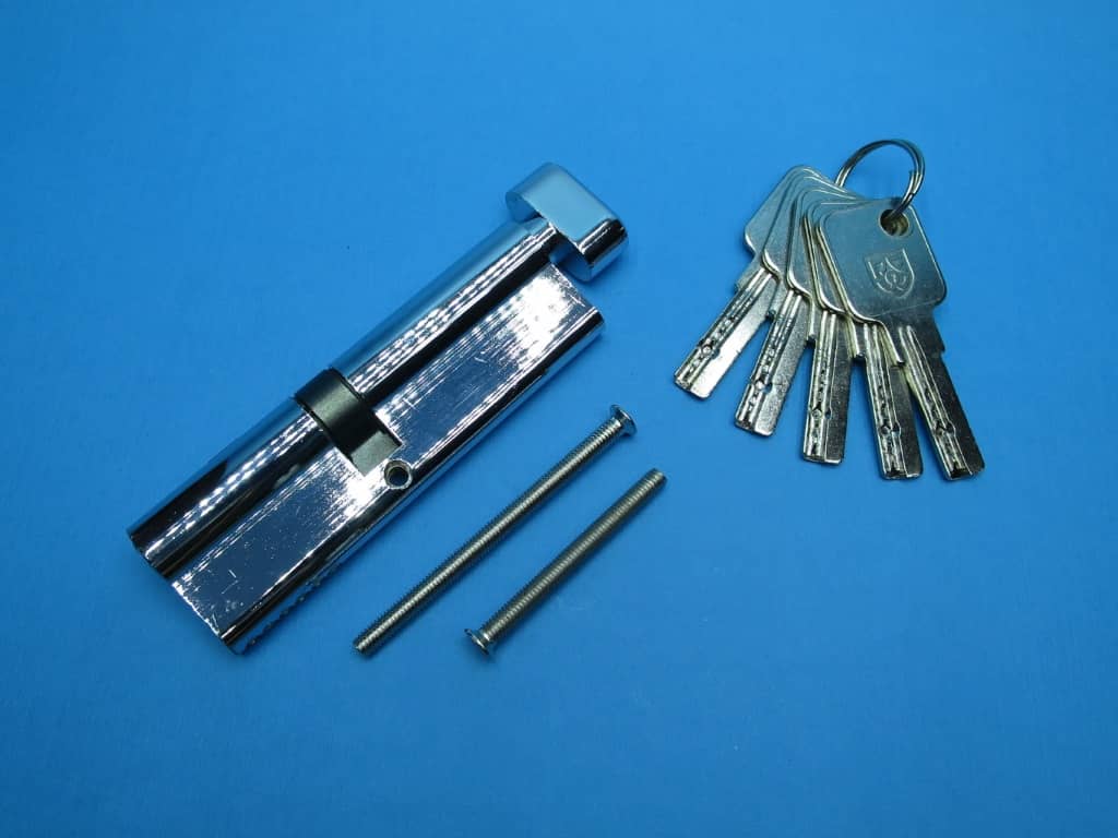 фото товара Цилиндровый механизм DWF PROFI 100мм (45*55) ключ/вертушка, хром 5 перфо ключей