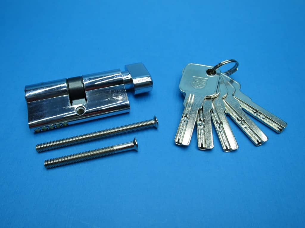 фото товара Цилиндровый механизм DWF PROFI 60мм (30*30) ключ/вертушка, хром 5 перфо ключей