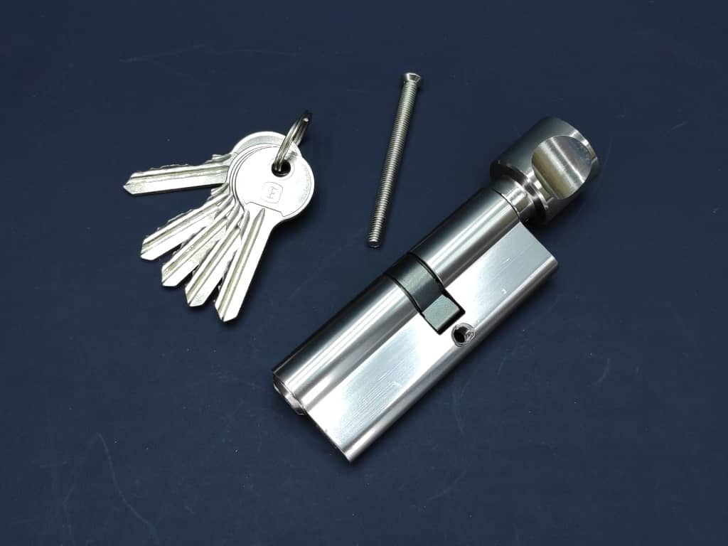 фото товара Цилиндр проф. Elementis с ручкой 45(ключ)/35(ручка) 5 ключей, никелир.