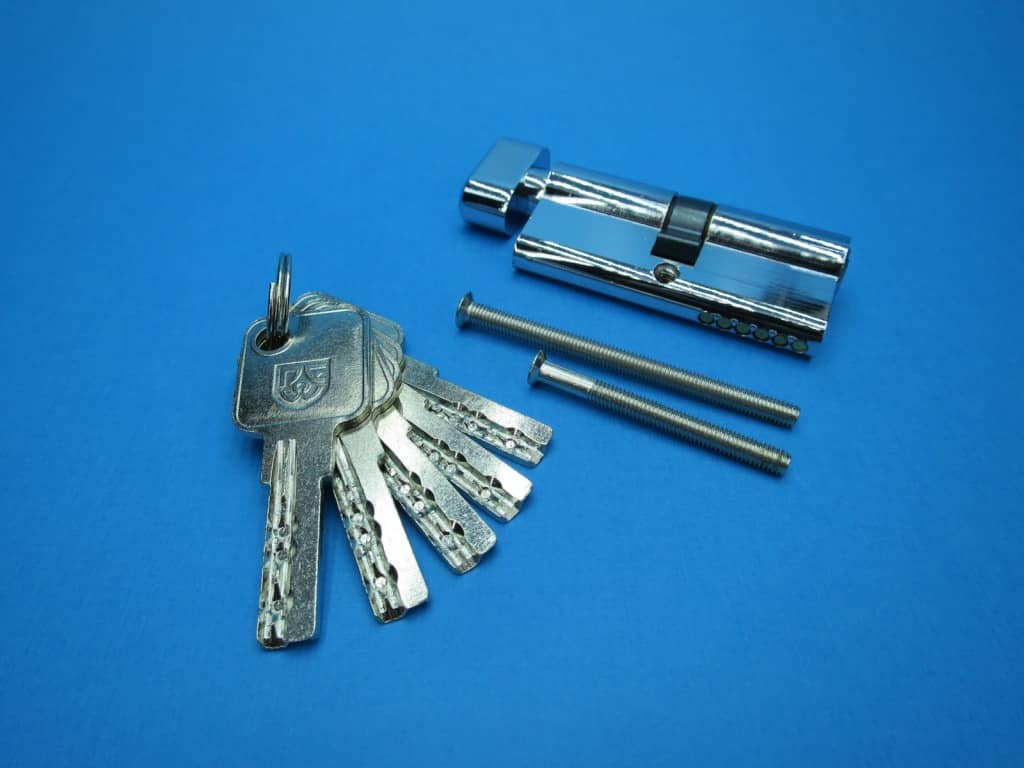 фото товара Цилиндровый механизм DWF PROFI 70мм (35*35) ключ/вертушка, хром 5 перфо ключей