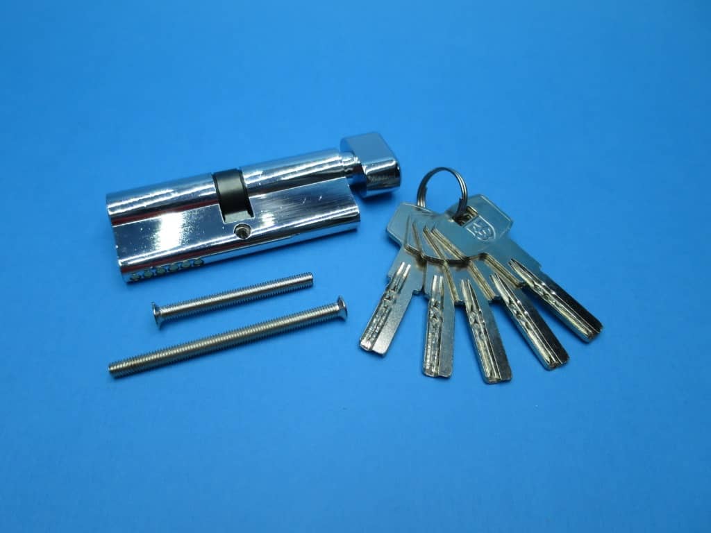 фото товара Цилиндровый механизм DWF PROFI 80мм (40*40) ключ/вертушка, хром 5 перфо ключей